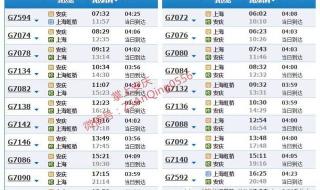 杭州到上海高铁列车时刻表